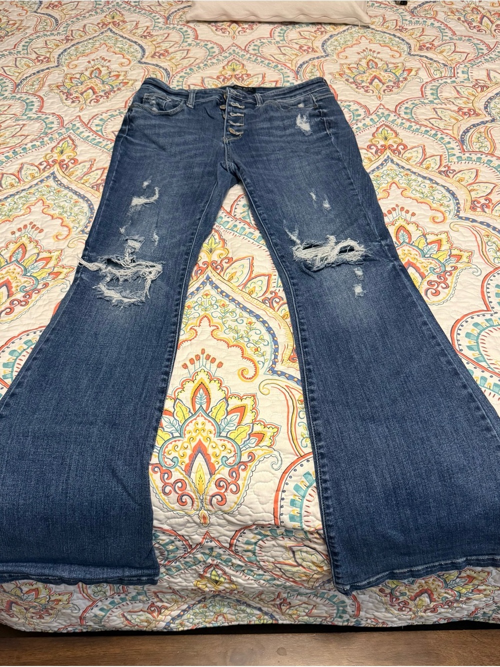 Judy Blue Dark Blue Distressed Flare Jeans